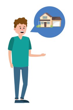 çizgi film vektör çizim grafik tasarım satın almak ev aramaya emlakçı