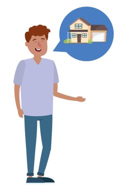 çizgi film vektör çizim grafik tasarım satın almak ev aramaya emlakçı