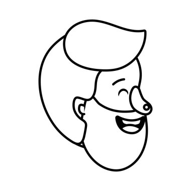 Genç adam yüz karikatür vektör çizim grafik tasarım