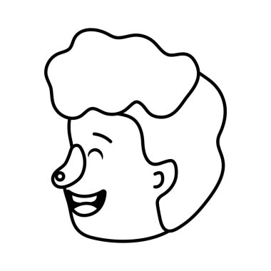 Genç adam yüz karikatür vektör çizim grafik tasarım