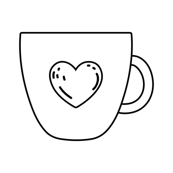 Tasse Café Avec Motif Vectoriel Coeur Illustration — Image vectorielle