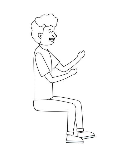 年轻的坐着的人卡通矢量插图图形设计 — 图库矢量图片