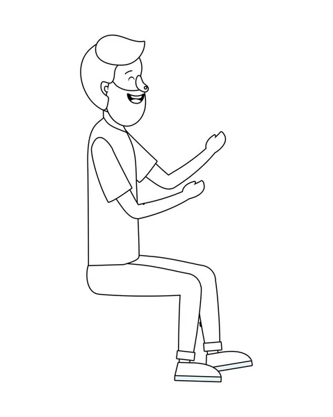 若い男漫画ベクトル イラスト グラフィック デザインを座っています — ストックベクタ