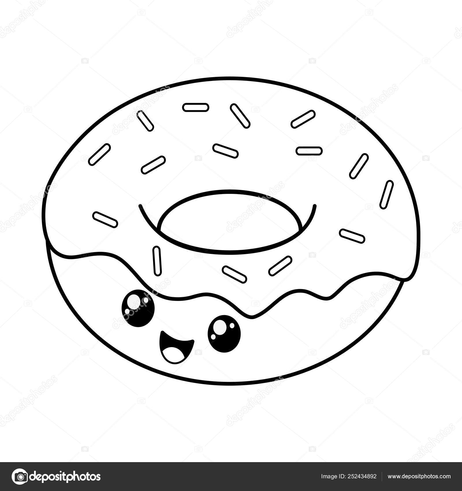Köstliche Süße Donuts Kawaii Charakter Vektor Illustration Design  Stock-Vektorbild von ©stockgiu 252434892, image size:1600x1700