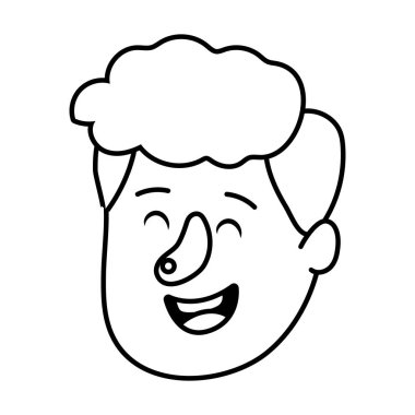 Genç adam yüz karikatür vektör çizim grafik tasarım