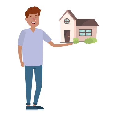 çizgi film vektör çizim grafik tasarım satın almak ev aramaya emlakçı