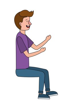 yakışıklı adam karikatür vektör çizim grafik tasarım oturmuş