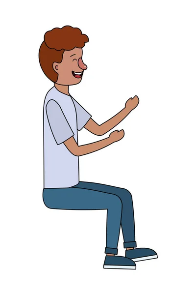 Schöner Sitzender Mann Cartoon Vektor Illustration Grafik Design — Stockvektor