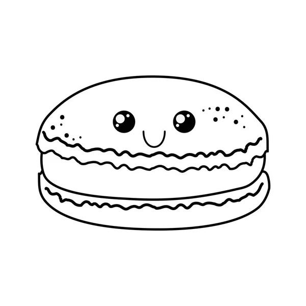 Gâteau Sucré Pâtisserie Kawaii Caractère Vectoriel Illustration Design — Image vectorielle