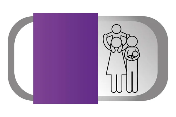 Famille Pictogramme Couple Avec Enfants Infographie Mise Page Dessin Animé — Image vectorielle