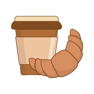 kahve vektör çizim tasarım ile lezzetli kruvasan