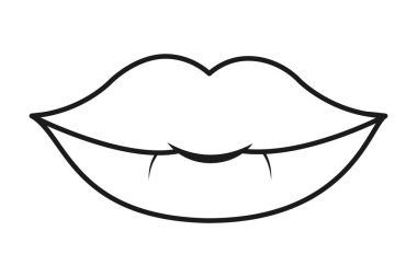 Retro seksi pop sanat dudaklar karikatür vektör çizim grafik tasarım