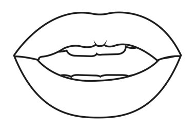 Retro seksi pop sanat dudaklar karikatür vektör çizim grafik tasarım