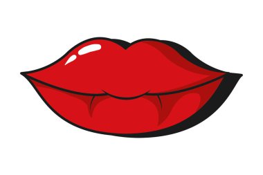 Retro seksi pop sanat dudaklar karikatür vektör çizim grafik tasarım