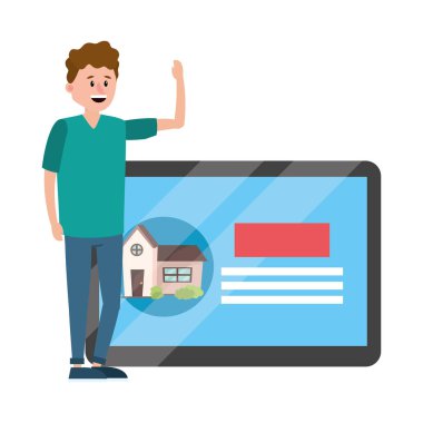 çizgi film vektör çizim grafik tasarım satın almak ev aramaya emlakçı