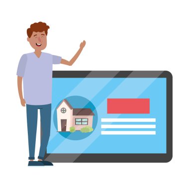 çizgi film vektör çizim grafik tasarım satın almak ev aramaya emlakçı