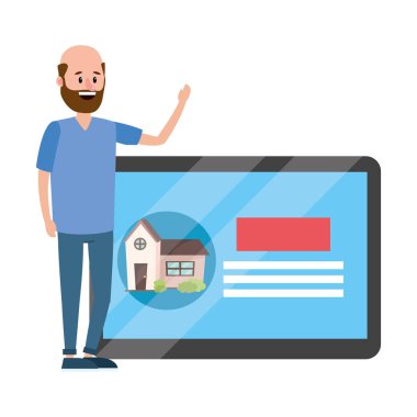 çizgi film vektör çizim grafik tasarım satın almak ev aramaya emlakçı