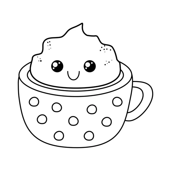 Taza Chocolate Kawaii Carácter Vector Ilustración Diseño — Archivo Imágenes Vectoriales