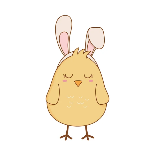 Pollito Con Orejas Conejo Pascua Carácter Vector Ilustración Diseño — Archivo Imágenes Vectoriales