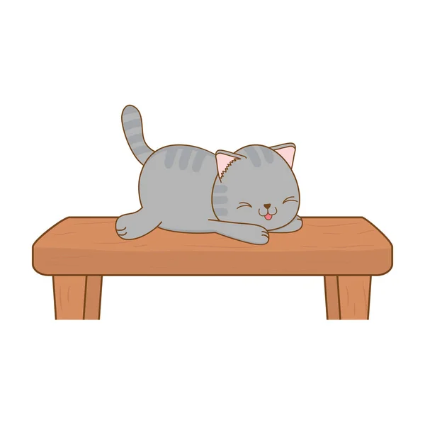 Bonito Pequeno Gato Prateleira Kawaii Personagem Vetor Ilustração Design — Vetor de Stock