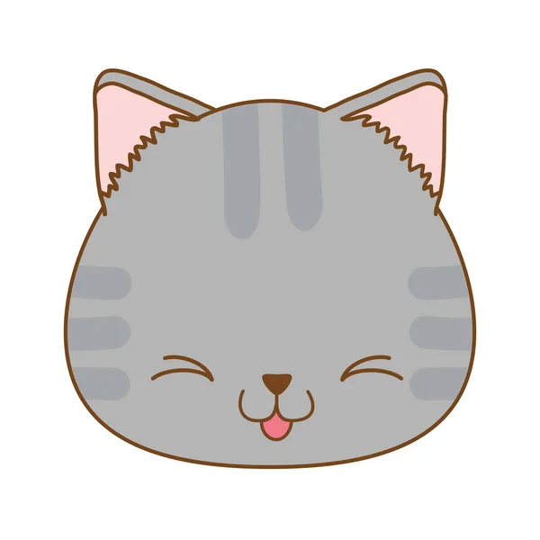 Niedlich Kleine Katze Kopf Kawaii Charakter Vektor Illustration Design — Stockvektor