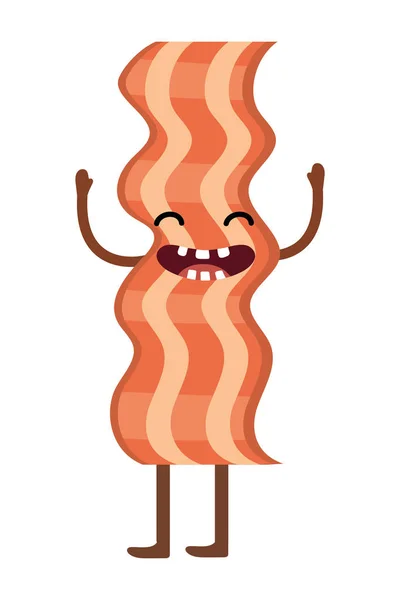 Delicious Tasty Kawaii Bacon Cartoon Vector Illustration Graphic Design — Stock Vector