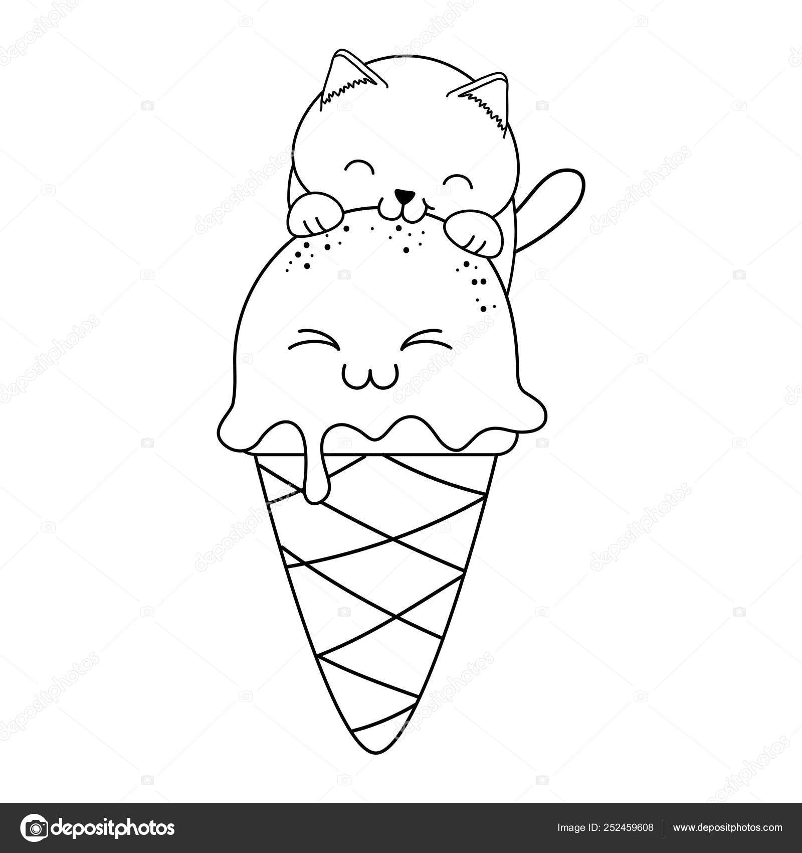 Como desenhar sorvete kawaii 