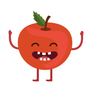 lezzetli lezzetli kawaii meyve elma karikatür vektör çizim grafik tasarım