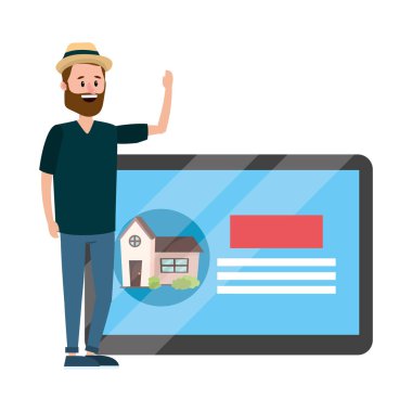 çizgi film vektör çizim grafik tasarım satın almak ev aramaya emlakçı