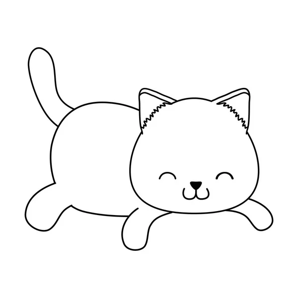 Lindo Pequeño Gato Kawaii Carácter Vector Ilustración Diseño — Archivo Imágenes Vectoriales