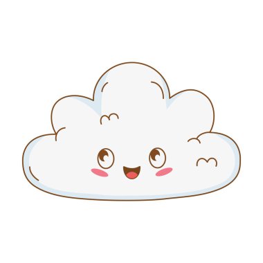şirin bulut kawaii karakter vektör çizim tasarımı