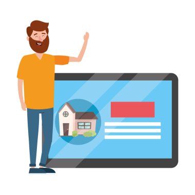 çizgi film vektör çizim grafik tasarım satın almak ev aramaya emlakçı