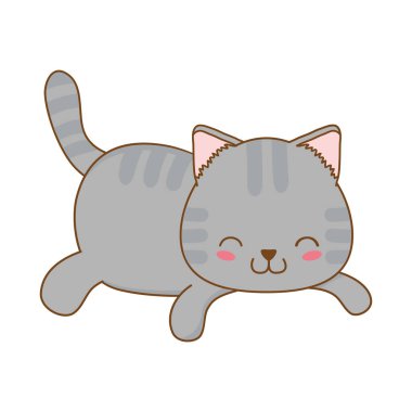 sevimli küçük kedi kawaii karakter vektör çizim tasarımı
