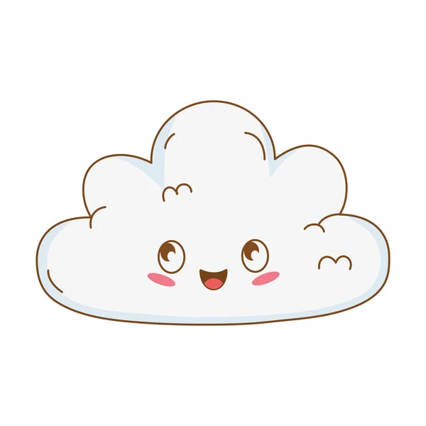 Niedliche Wolke Kawaii Charakter Vektor Illustration Design — Stockvektor