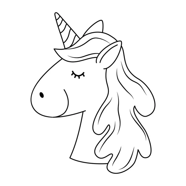 Mignon Conte Fées Licorne Tête Personnage Vectoriel Illustration Conception — Image vectorielle