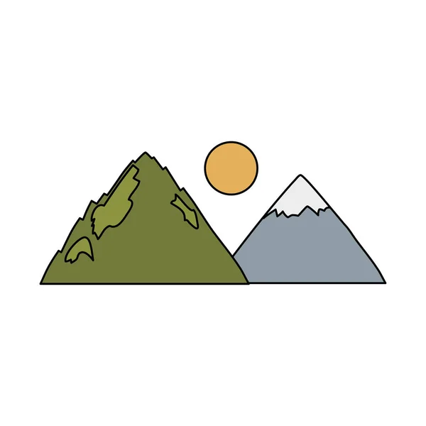 Desain Gambar Ikon Pemandangan Pegunungan Vektor - Stok Vektor