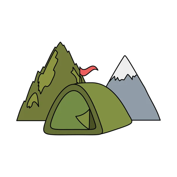 Σκηνή Camping Βουνά Σχεδιασμό Εικονογράφηση Διάνυσμα — Διανυσματικό Αρχείο