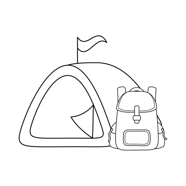 Väska Camping Med Camping Tält Vektor Illustration Design — Stock vektor