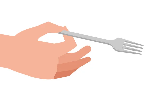 Ustensile Cuisine Fourchette Main Tenant Dessin Animé Vectoriel Illustration Conception — Image vectorielle