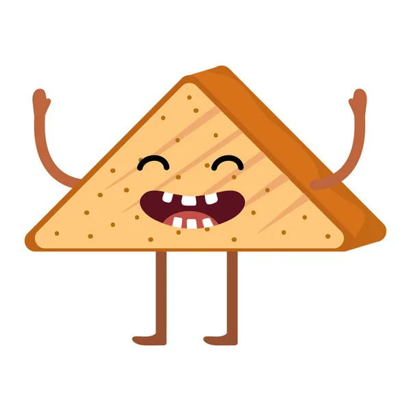 Heerlijk Lekker Eten Kawaii Toast Brood Cartoon Vector Illustratie Grafisch — Stockvector