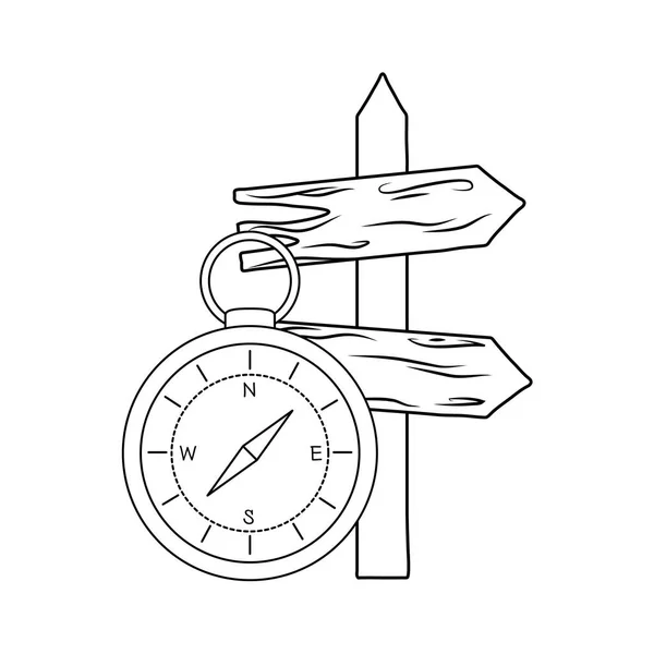 Guia Bússola Com Guia Madeira Projeto Ilustração Vetorial Seta —  Vetores de Stock