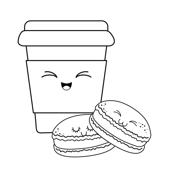 Cookie Dulce Patiserie Cafea Kawaii Caractere Vector Ilustrare Design — Vector de stoc