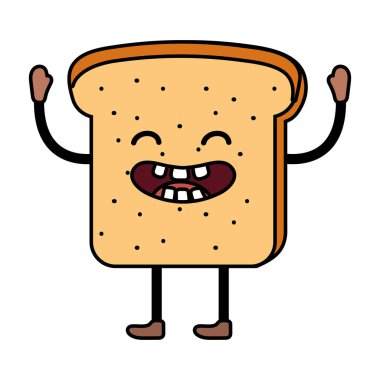 lezzetli lezzetli yemekler kawaii tost ekmeği karikatür vektör çizim grafik tasarım