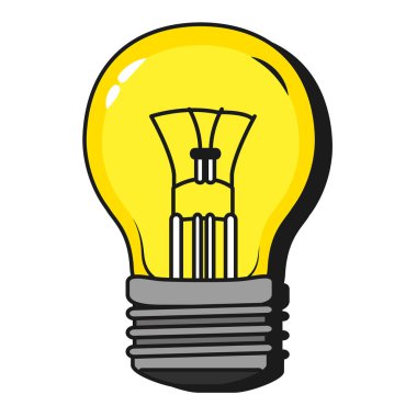 ampul fikir karikatür vektör çizim grafik tasarım