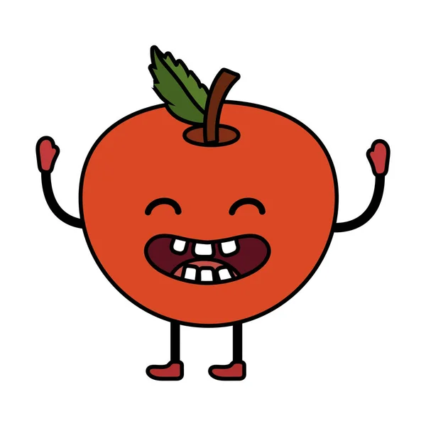 Heerlijke Smakelijke Kawaii Fruit Apple Cartoon Vector Illustratie Grafisch Ontwerp — Stockvector