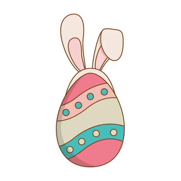 Beautitul Huevo Pintado Con Orejas Conejo Pascua Vector Ilustración Diseño — Vector de stock