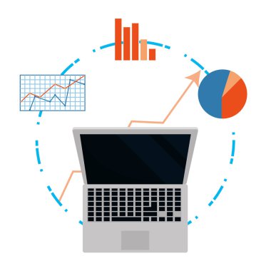 teknoloji laptop istatistikleri grafik karikatür vektör çizim grafik tasarım ile