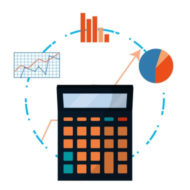 Kişisel Finans sahne para hesap makinesi karikatür vektör çizim grafik tasarım kaydetme