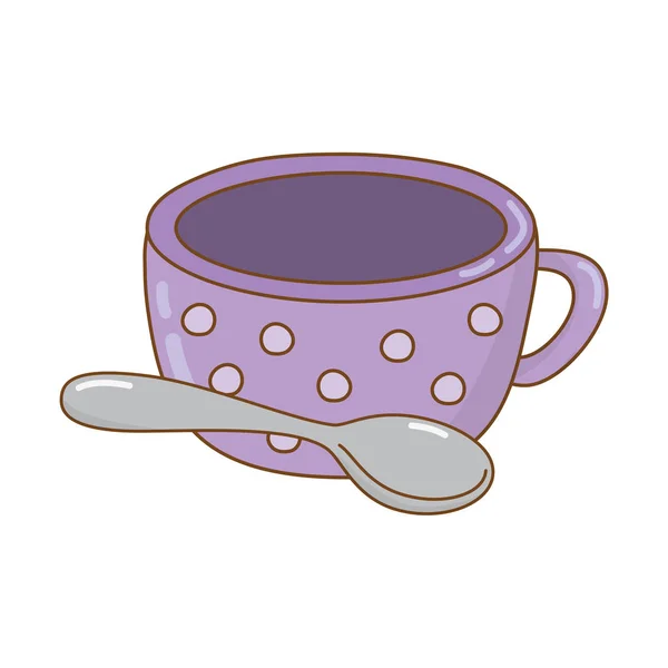 Deliziosa Tazza Cioccolato Con Disegno Illustrazione Vettore Cucchiaio — Vettoriale Stock