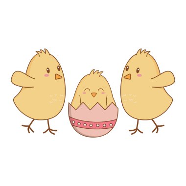 kırık yumurta Paskalya karakterleri küçük kızlarla illüstrasyon tasarım vektör